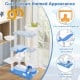 Multi-level ocean-themed cat tree tower in blue with sisal scratching posts and spacious platforms for playful cats.