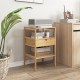 Bamboo nightstand with open shelves and drawer, perfect for living room or bedroom storage and decor.