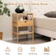 Bamboo nightstand set of 2 with open shelves and drawer, ideal for living room or bedroom storage and decor.