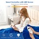Reversible electric heated blanket throw in blue with smart controller, featuring 10 heat settings and LED screen for.