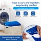 Reversible blue electric heated blanket throw featuring flannel and sherpa, machine washable for easy care and comfort.