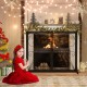 Black 38 x 31 inch double door fireplace screen with floral pattern, providing child-friendly spark protection.