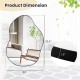 Irregular 22" x 30.5" black wall-mounted mirror with premium backboard, showcasing unique design and dimensions.