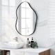 Irregular 22"x30.5" black wall-mounted mirror with a unique design, water resistance, and premium backboard for.