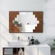 Decorative rectangle wall mirror with piano key-shaped frame, enhancing natural light for stylish bathroom decor.