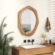 Irregular framed wall mirror in natural wood, large size for bathrooms or living rooms, amplifies light and adds.