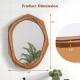 Irregular shaped wall mirror with a natural wood frame, measuring 26x35 inches, ideal for enhancing any room's decor.
