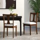 Set of 2 brown kitchen dining chairs with linen fabric, featuring flip-up seats for storage and sturdy acacia wood legs.