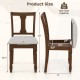 Brown kitchen dining chair with linen fabric, flip-up seat for storage, and sturdy acacia wood legs, side view.