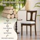 Brown kitchen dining chair with natural acacia wood legs, linen fabric, and flip-up seat for convenient storage.