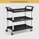 Dimensions of the 3-tier utility service cart, showcasing its sturdy design and spacious shelves for versatile.