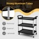 3-tier utility service cart featuring rustproof aluminum tubes, lockable wheels, and double handles for versatile use.