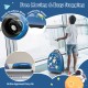 16-inch blue kids carry-on luggage with smooth wheels, freestanding stopper, and spacious compartments for travel.