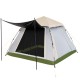 Instant pop-up camping tent for 2-4 people with removable rainfly, large interior, and mesh windows for ventilation.
