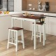 3-piece bar table set with white rubber wood legs, 42" x 22" wood veneer top, and two wine holders for versatile use.