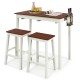 3-piece bar table set with white rubber wood legs, spacious 42" x 22" tabletop, and 2 wine holders for versatile use.