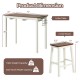 Bar table set featuring a 42" x 22" wood veneer top, sturdy rubber wood legs, and two wine holders for convenience.
