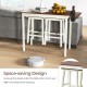 3-piece bar table set with white wooden legs and wine holders, featuring a spacious tabletop for versatile use.