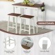 3-piece bar table set with white wooden legs, featuring a spacious tabletop, wine holders, and footrest for comfort.