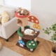 Multicolor 4-in-1 mushroom cat tree featuring cozy condo, spacious platforms, and sisal posts for scratching and play.