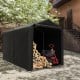 Storage shelter tent with waterproof cover, featuring a roll-up door, for bikes and outdoor storage needs.