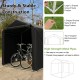 Storage shelter tent for bicycles with waterproof cover, featuring sturdy metal pipes and large roll-up zipper door.