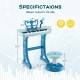 Kids piano keyboard in blue with 37 keys, adjustable microphone, and detachable legs for versatile play.