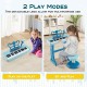Kids piano keyboard in blue with detachable legs, showcasing two play modes for versatile use and fun music play.