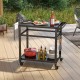 Movable BBQ cart with a wide tabletop, bottom shelf, and 4 lockable wheels for versatile indoor and outdoor use.