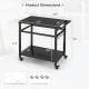 Double-shelf movable BBQ cart with dimensions 42.5" x 31.5" x 35", featuring lockable wheels and towel rack for.