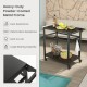 Double-shelf movable BBQ cart with a heavy-duty metal frame, featuring 4 lockable wheels for easy maneuverability.