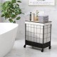 Laundry hamper with lid and lockable wheels, featuring a durable polycotton bag and stylish PP rattan weaving for easy.