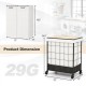 Laundry hamper with lid and lockable wheels, featuring a 110L capacity and durable polycotton fabric for easy cleaning.