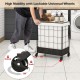 Close-up of the lockable universal wheels on the laundry hamper, designed for easy mobility and secure transport of.