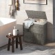 Gray 29-gallon laundry hamper with removable liner bag and convenient handles, perfect for bathroom or laundry room use.