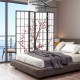 Folding decorative privacy screen with plum blossom design, 6 feet tall, ideal for bedroom or living room use.