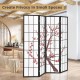 Folding decorative privacy screen with plum blossom design, 6 feet tall, ideal for living room or bedroom use.