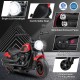 Kids electric motorcycle in red with LED headlights, detachable training wheels, and comfortable seat for safe riding.