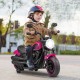 Kids electric motorcycle in pink with training wheels, LED headlights, and realistic throttle for safe outdoor fun.