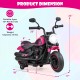 Kids electric motorcycle in pink with training wheels, LED headlights, and realistic throttle for ages 18+ months.