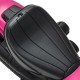 Top view of the pink Kids Electric Motorcycle featuring a sleek design, LED headlights, and removable training wheels.