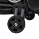 Close-up of the training wheels on a pink kids electric motorcycle, featuring durable design for stability and safety.