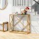 Golden heavy-duty metal frame entryway table with sleek lines, featuring a waterproof surface and anti-tipping device.