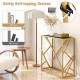 Golden heavy-duty metal frame entryway table with anti-topping device, showcasing modern design and stability features.