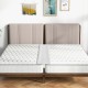 Twin to king bed bridge converter kit shown between two twin mattresses, featuring a soft polyester cover for seamless.