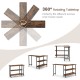Rustic brown 360° rotating sofa side table viewed from above, featuring spacious tabletop and sturdy metal structure.