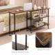 360° rotating sofa side table in rustic brown with 2-tier shelves, sturdy metal frame, ideal for living room or office.