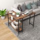 Rustic brown 360° rotating sofa side table with 2-tier shelves, ideal for versatile use in living rooms or bedrooms.