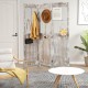 Folding privacy screen in retro design with mesh windows, made of paulownia wood, ideal for room division and.