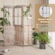Folding privacy screen with welded mesh windows in a retro design, perfect for indoor or outdoor decoration and privacy.